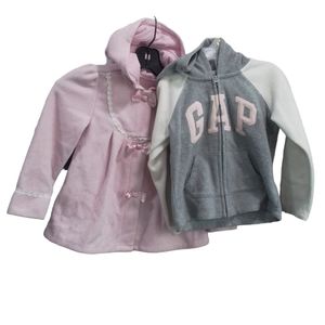 Girls Bundle Hoodie Gray Sweatshirt And Cape Jacket Pink